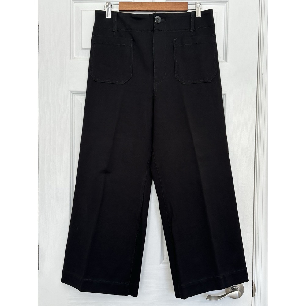 Maeve by Anthropologie Collette Cropped Black Wide Leg Stretch Pants 31